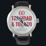 トリニダード60周年独立記念日 腕時計<br><div class="desc">独立スタイリッシュ60周年トリニダード祝の60周年に向けて、愛国的なトリニダード60周年の独立を見守る。このデザインは、トリニダード・トバゴの有名な黒い旗ストライプのにトリニダード・トバゴを赤いタイポグラフィで60はっきりした、黒い文字で1962年から2022年の間で表示している。1962-2022および60はカスタマイズ可能なので、名前を追加したり、自分の文字を作成したりできます(例えば、家族の名前、グループまたはイベント(または削除)。このトリニダードの独立時計は、愛国的なトリニスにとって理想的な贈り物である。この重要祝な記念日や誕生日ま結婚たは記念日である。マッチングTRINIDADIANパーティー供給とギフトアイディアは、BereanデザインによるTRINIDAD AT 60 Collectionで入手できる。</div>