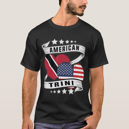 トリニダード・アメリカ国旗のシャツ Tシャツ (正面)