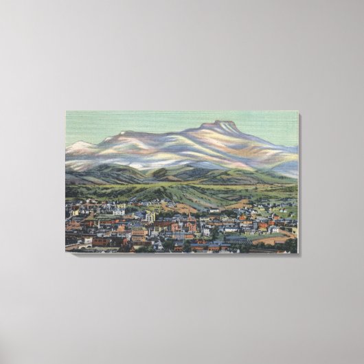 トリニダード・コロラド州 – フィッシャーのピークと都市 キャンバスプリント (正面)