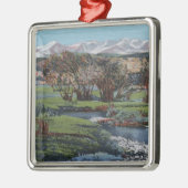 トリニダード、コロラド州- Snowyの範囲及び谷の眺め メタルオーナメント (左)