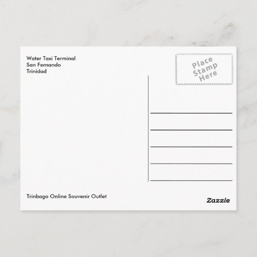 トリニダード・サン・フェルナンドのウォータータクシーターミナル ポストカード (裏面)