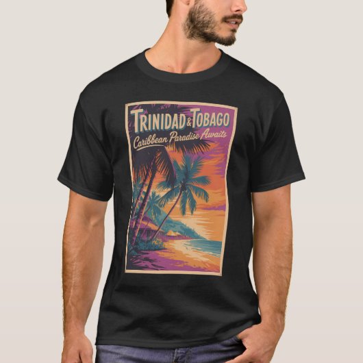 トリニダード・トバゴの風景イラスト 旅行 Tシャツ (正面)