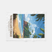 トリニダード・トバゴカリブのトラベルアートヴィンテージ フリースブランケット (正面(横))