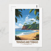 トリニダード・トバゴカリブのトラベルアートヴィンテージ ポストカード (正面/裏面)