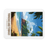 トリニダード・トバゴカリブのトラベルアートヴィンテージ マグネット (横)