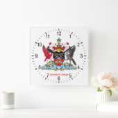 トリニダード・トバゴコート・オブ・アームズ スクエア壁時計 (ホーム)