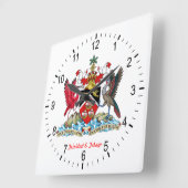 トリニダード・トバゴコート・オブ・アームズ スクエア壁時計 (傾斜)