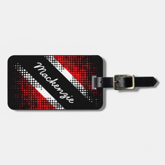トリニダード・トバゴドットパターン国旗とユーザー名 ラゲッジタグ (正面横)