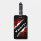トリニダード・トバゴドットパターン国旗とユーザー名 ラゲッジタグ (裏面縦)