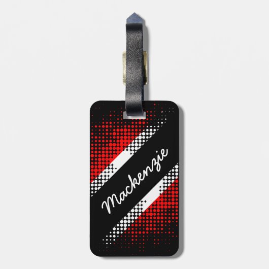 トリニダード・トバゴドットパターン国旗とユーザー名 ラゲッジタグ (裏面縦)