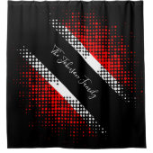 トリニダード・トバゴドットパターン国旗 |ファミリ名 シャワーカーテン (正面)