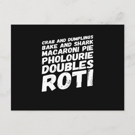 トリニダード・トバゴフードTシャツが大好き 案内ポストカード (正面)