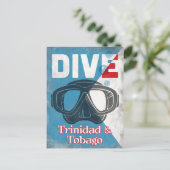 トリニダード・トバゴヴィンテージスキューバダイビングマスク ポストカード (スタンド正面)