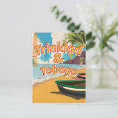 トリニダード・トバゴヴィンテージバケーションポスター ポストカード (スタンド正面)