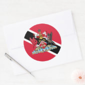 トリニダード・トバゴ国旗とコート・オブ・アームズ ラウンドシール (封筒)