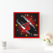 トリニダード・トバゴ国旗と地図 スクエア壁時計 (ホーム)