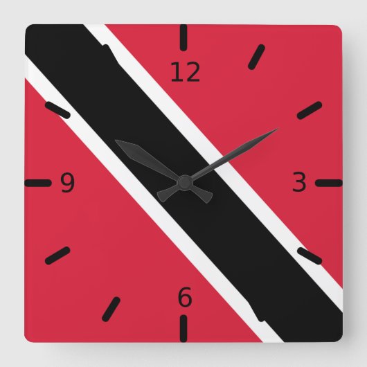 トリニダード・トバゴ国旗 スクエア壁時計 (正面)