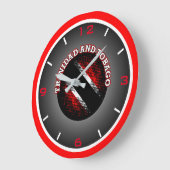 トリニダード・トバゴ国旗（ドットパターン） ラージ壁時計 (傾斜)