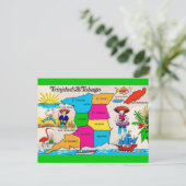 トリニダード・トバゴ地図のポストカード ポストカード (スタンド正面)