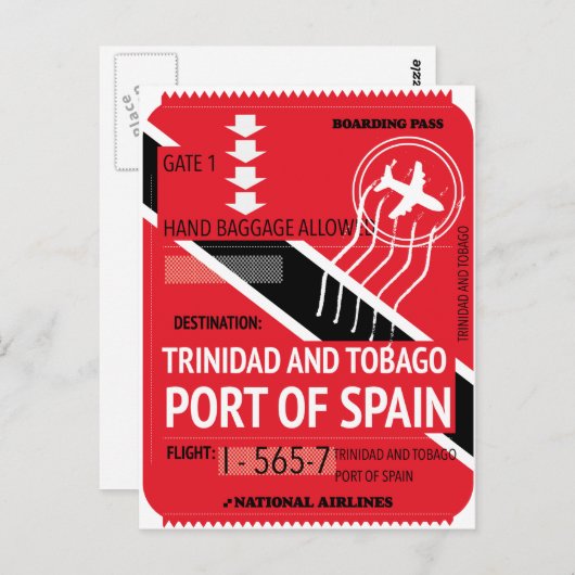 トリニダード・トバゴ港スペイン旅行チケット ポストカード (正面/裏面)