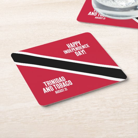 トリニダード・トバゴ独立記念日の国旗 スクエアペーパーコースター (アングル)