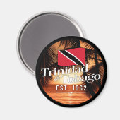 「トリニダード・トバゴ・エスト。1962インチ夕日（国旗あり） マグネット (正面/裏面)