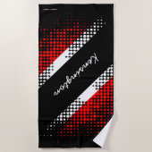 トリニダード・トバゴ・ドットパターン国旗の名前 ビーチタオル (正面)