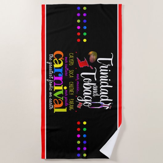 トリニダード・トバゴ – 私たちの文化私たちのプライド（黒） ビーチタオル (正面)