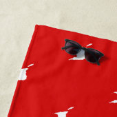 トリニダード・トバゴMAP in White with Name on RED ビーチタオル (インサイチュ)