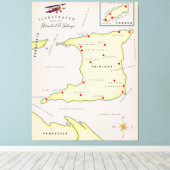 トリニダ図解入りの、写真付きのード・トバゴの地図 キャンバスプリント (インサイチュ (ウッドフロア))