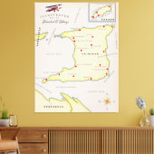 トリニダ図解入りの、写真付きのード・トバゴの地図 キャンバスプリント (インサイチュ (リビング))