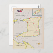 トリニダ図解入りの、写真付きのード・トバゴの地図 ポストカード (正面/裏面)