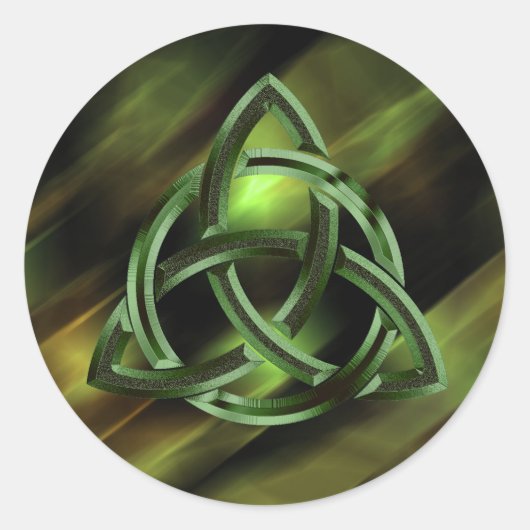 トリニティノットケルト緑化金属グリッター ラウンドシール (正面)