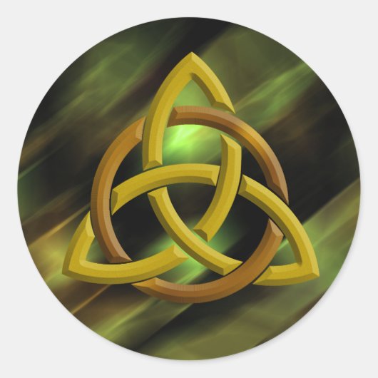 トリニティノットケルト緑化金属グリッター ラウンドシール (正面)