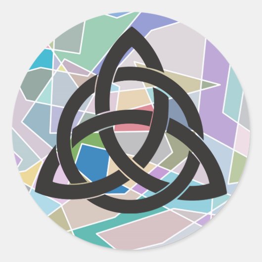 トリニティーノットケルト幾何学水色ブロック ラウンドシール (正面)