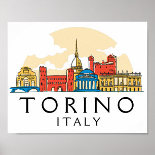 トリノイタリアヴィンテージ街並み ポスター