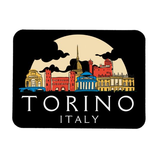 トリノイタリアヴィンテージ街並み マグネット (横)
