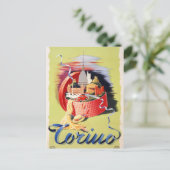 トリノトリントゥリンイタリアヴィンテージ旅行ポスター復元 ポストカード (スタンド正面)