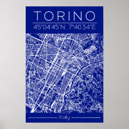 トリノ市地図ポスター – 設計図建築 ポスター