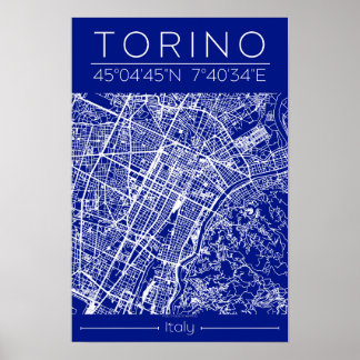 トリノ市地図ポスター – 設計図建築 ポスター