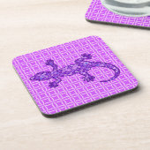 トリバルろうけつ染めゲッコ – スミレとアメジストパープル コースター (左側)