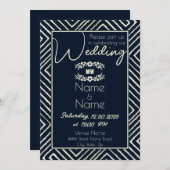 トリバルアフリカネイビーブルー結婚式招待状 招待状 (正面/裏面)