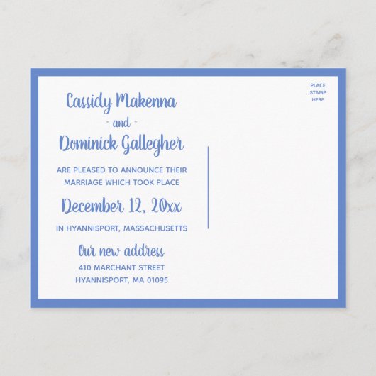 トリバルブルーフェザーズボホたった今結婚しました結婚ズ 案内ポストカード (裏面)