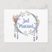 トリバルブルーフェザーズボホたった今結婚しました結婚ズ 案内ポストカード (正面)