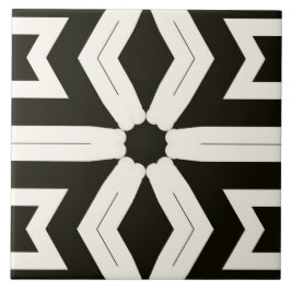 トリバルホームフローラブラック&ホワイト タイル