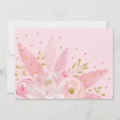 トリバルボホピンクドリームキャッチャーワイルドワン誕生日 招待状 (裏面)