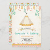 トリバル·ボホ·ティーピー·バースデー·シャワーの招待 招待状 (正面/裏面)