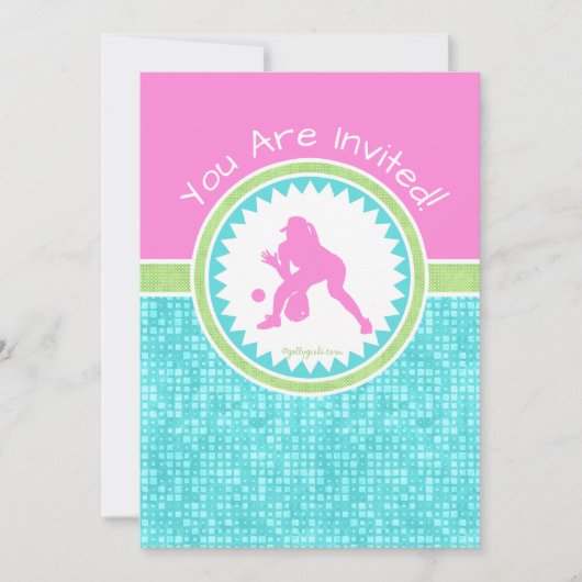 トリパステルカラーソフトボールとアクアタイル 招待状 (正面)