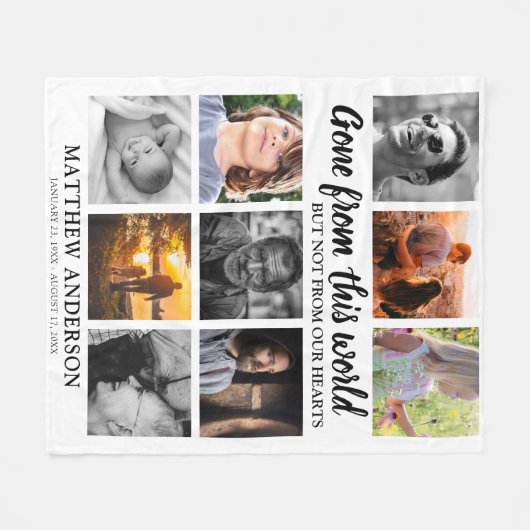 トリビュートファミリーフォトコラージュ記念記念 フリースブランケット (正面(横))