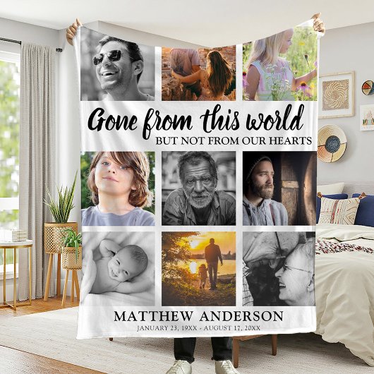 トリビュートファミリーフォトコラージュ記念記念 フリースブランケット